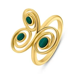 Malachit Ring Silber 925 vergoldet