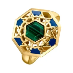 Malachit Ring Silber 925 vergoldet