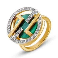 Malachit Ring Silber 925 vergoldet