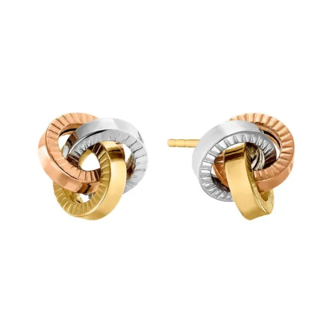 Ohrstecker "Knoten" Gold 585 tricolor