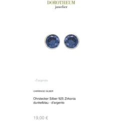 Ohrstecker Silber 925 Zirkonia dunkelblau