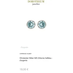 Ohrstecker Silber 925 Zirkonia hellblau