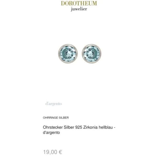 Ohrstecker Silber 925 Zirkonia hellblau