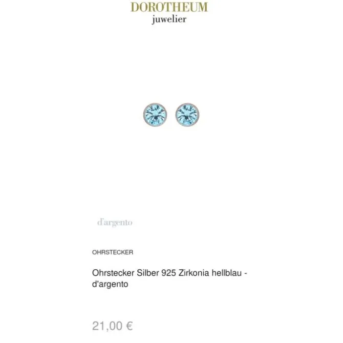 Ohrstecker Silber 925 Zirkonia hellblau