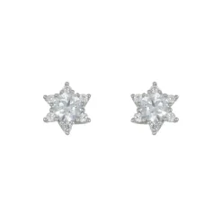Ohrstecker "Stern" Wei&szlig;gold 585 Zirkonia