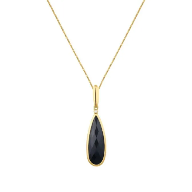 Onyx Anhänger Gold 585 Zirkonia