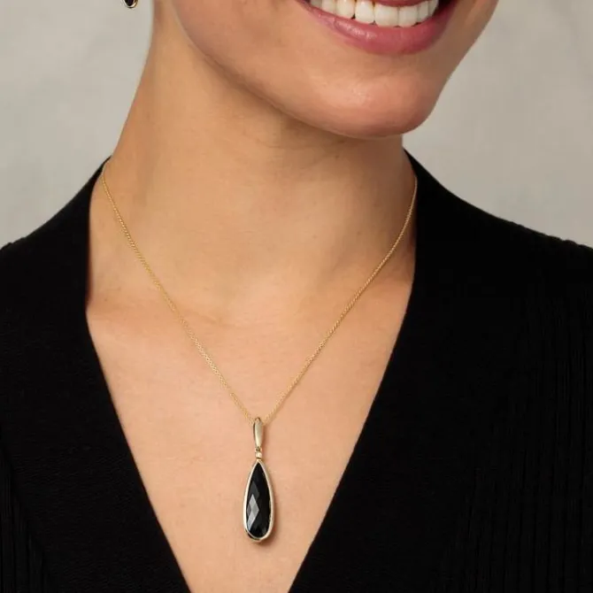 Onyx Anhänger Gold 585 Zirkonia