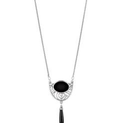 Onyx Collier "Jugendstil" Silber 925
