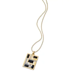 Onyx Collier Silber 925 vergoldet Zirkonia