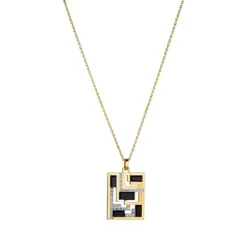 Onyx Collier Silber 925 vergoldet Zirkonia