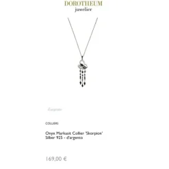 Onyx Markasit Collier "Skorpion" Silber 925