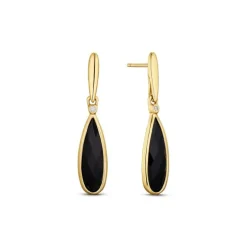 Onyx Ohrh&auml;nger Gold 585 Zirkonia