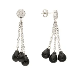 Onyx Ohrh&auml;nger Wei&szlig;gold 750