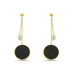 Onyx Ohrringe Silber 925 vergoldet Zirkonia