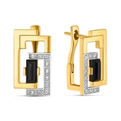 Onyx Ohrstecker Silber 925 vergoldet Zirkonia