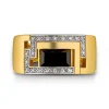 Onyx Ring Silber 925 vergoldet Zirkonia