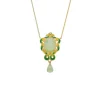 Peridot Prehnit Collier Silber 925 vergoldet