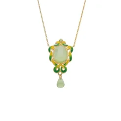 Peridot Prehnit Collier Silber 925 vergoldet