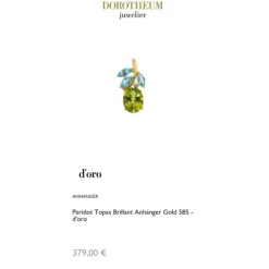 Peridot Topas Brillant Anh&auml;nger Gold 585