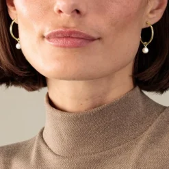 Perlen Anh&auml;nger f&uuml;r Creolen Gold 585