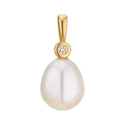 Perlen Brillant Anh&auml;nger Gold 585