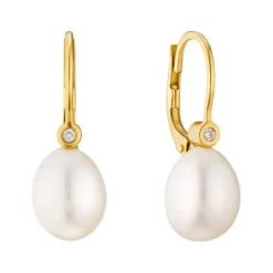 Perlen Brillant Ohrh&auml;nger Gold 585