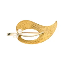 Perlen Brosche "Floral" Gold/Weißgold 585 - Privatbesitz