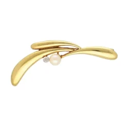 Perlen Brosche Gold 585 - Privatbesitz