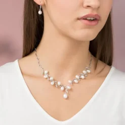 Perlen Collier Silber 925 Zirkonia