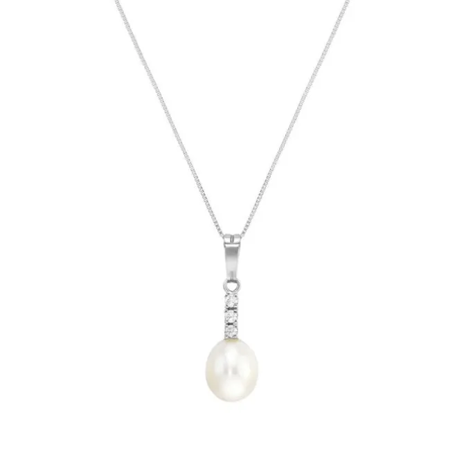 Perlen Collier Weißgold 585 Zirkonia