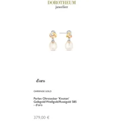 Perlen Ohrstecker "Knoten" Gelbgold/Wei&szlig;gold/Ros&eacute;gold 585