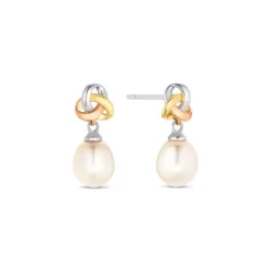 Perlen Ohrstecker "Knoten" Gelbgold/Wei&szlig;gold/Ros&eacute;gold 585