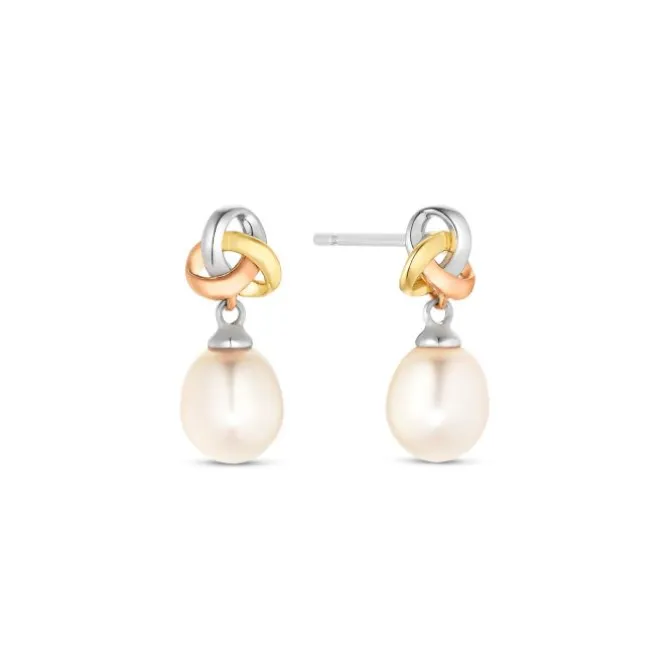 Perlen Ohrstecker "Knoten" Gelbgold/Weißgold/Roségold 585