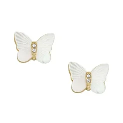 Perlmutt Ohrstecker "Radiant Wings" Stahl gold ionenplattiert