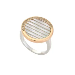 Perlmutt Ring Silber 925 tlw. ros&eacute; vergoldet