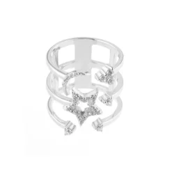 Ring "Mond und Stern" Silber 925 Zirkonia