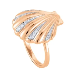 Ring "Muschel" Silber 925 ros&eacute; vergoldet Zirkonia