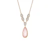 Rosenquarz Collier Silber 925 ros&eacute; vergoldet Zirkonia