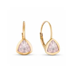 Rosenquarz Ohrh&auml;nger Ros&eacute;gold 585 "Soft Peach"