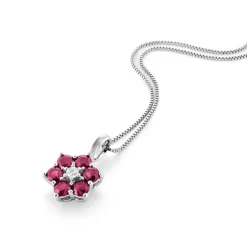 Rubin Anh&auml;nger Wei&szlig;gold 585 Brillanten 0,03 ct.