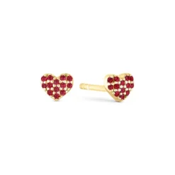 Rubin Ohrstecker "Herz" Gold 585