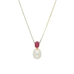 Rubin Perlen Collier Gold 585