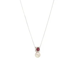 Rubin Perlen Collier Wei&szlig;gold 585