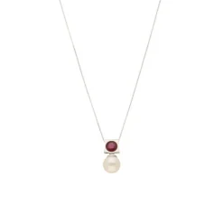 Rubin Perlen Collier Wei&szlig;gold 585