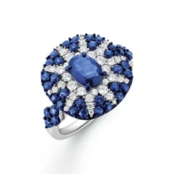 Saphir Brillant Ring "Eclipse" Weißgold 585