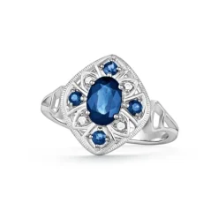 Saphir Brillant Ring Wei&szlig;gold 585