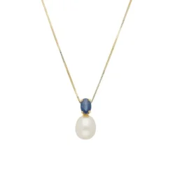 Saphir Kulturperlen Collier Gold 585