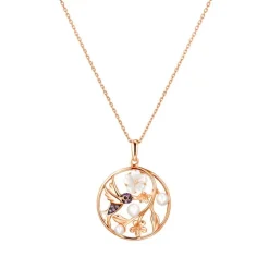 Saphir Perlen Collier Silber 925 ros&eacute; vergoldet