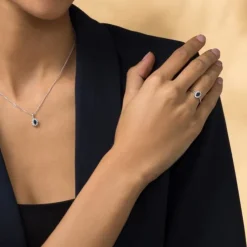 Saphir Ring Brillanten Wei&szlig;gold 585