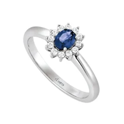 Saphir Ring Brillanten Wei&szlig;gold 585